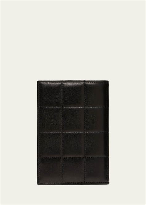 Saint Laurent Passport Case in Quilted Smooth Leather